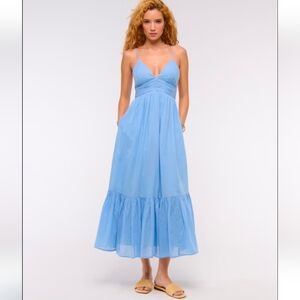 Abercrombie & Fitch Free Flowy Tie Back Maxi Sky Blue Dress